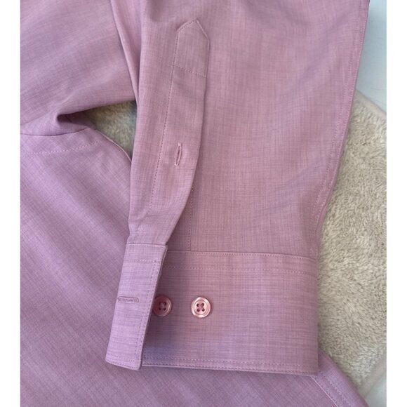 Leo Chevalier Dress Shirt Mens Pink Micro Polyester 16 1/2 (32/33) Long Sleeve - Picture 4 of 9